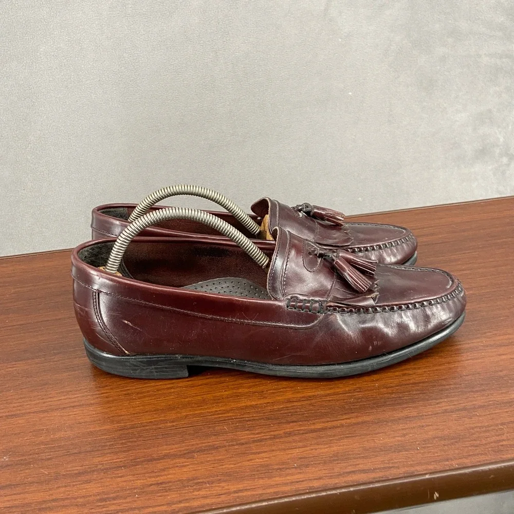 Hush Puppies Mens 11 M Burgundy Leather Kiltie Tassel Loafers 19106 Dress Shoes